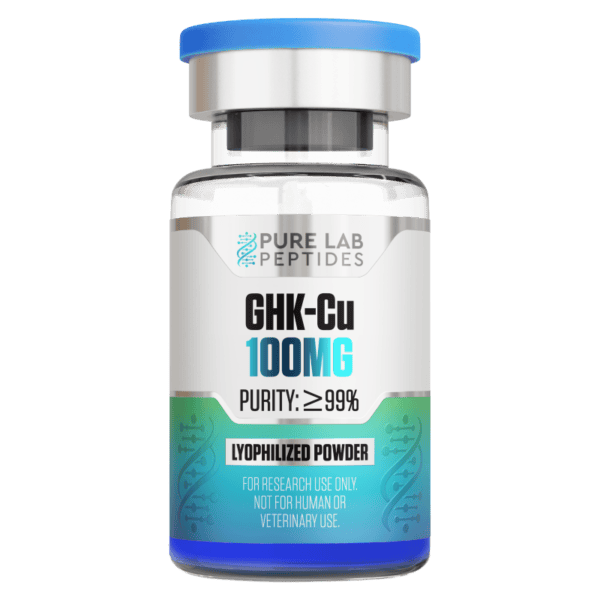 Pure Lab Peptides GHK-Cu 100MG lyophilized powder bottle.